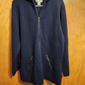 Vintage 1990s 100% Merino Wool Navy Blue Turtleneck Sweater